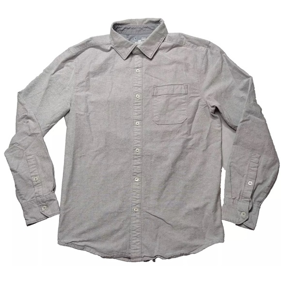 UNDER ARMOUR HeatGear Loose Men Small Gray Cotton Flex Long Sleeve Button Shirt - Picture 1 of 14